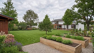 Návrh rodinné zahrady s bioklimatickou pergolou