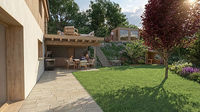 Návrh venkovské zahrady s biobazénem