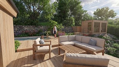 Návrh venkovské zahrady s biobazénem