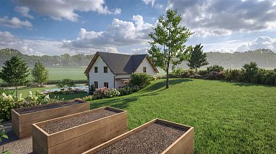 Návrh zahrady s přelivovým bazénem