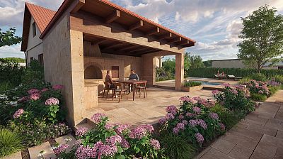 Návrh zahrady se zahradní kuchyní