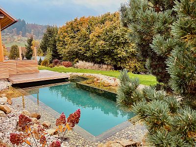 Stavba koupacího zahradního jezírka u rodinného domu ve Velkých Svatoňovicích